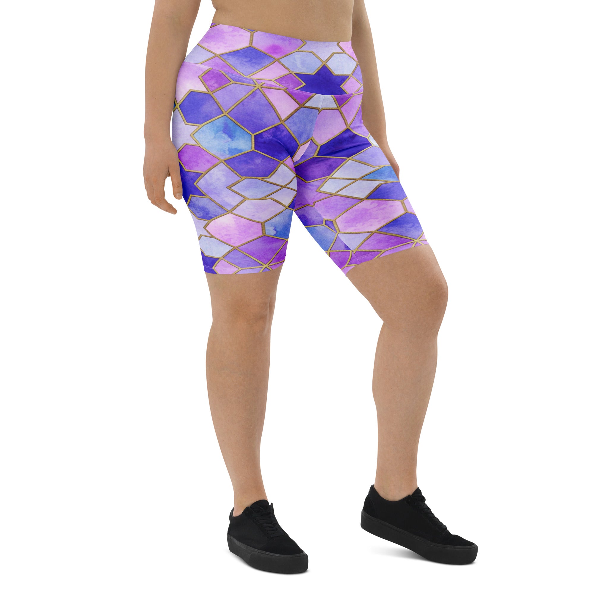 Arabic Watercolour Lavender Fields Bike Shorts | GearBunch