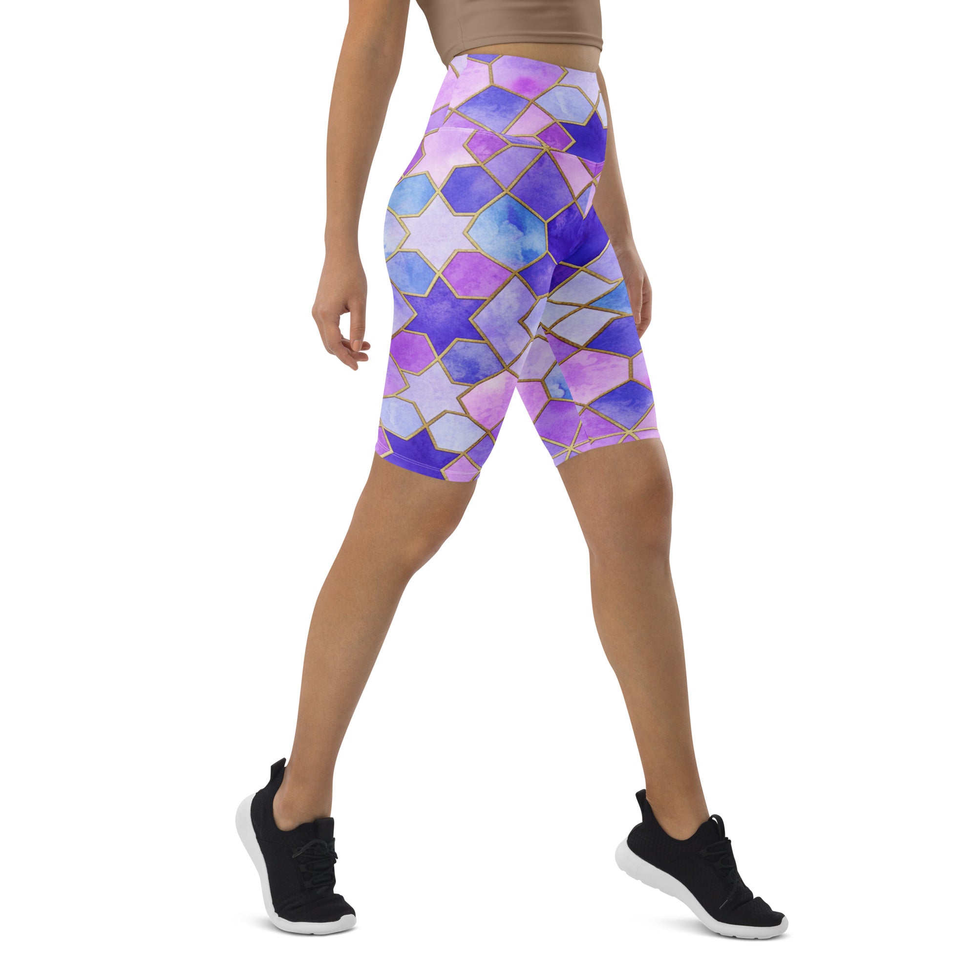 Arabic Watercolour Lavender Fields Bike Shorts | GearBunch