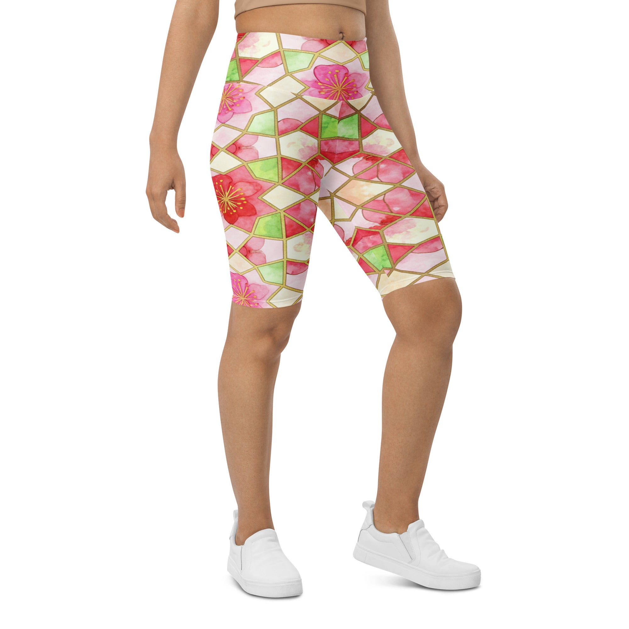 Arabic Watercolour Cherry Blossom Bike Shorts | GearBunch