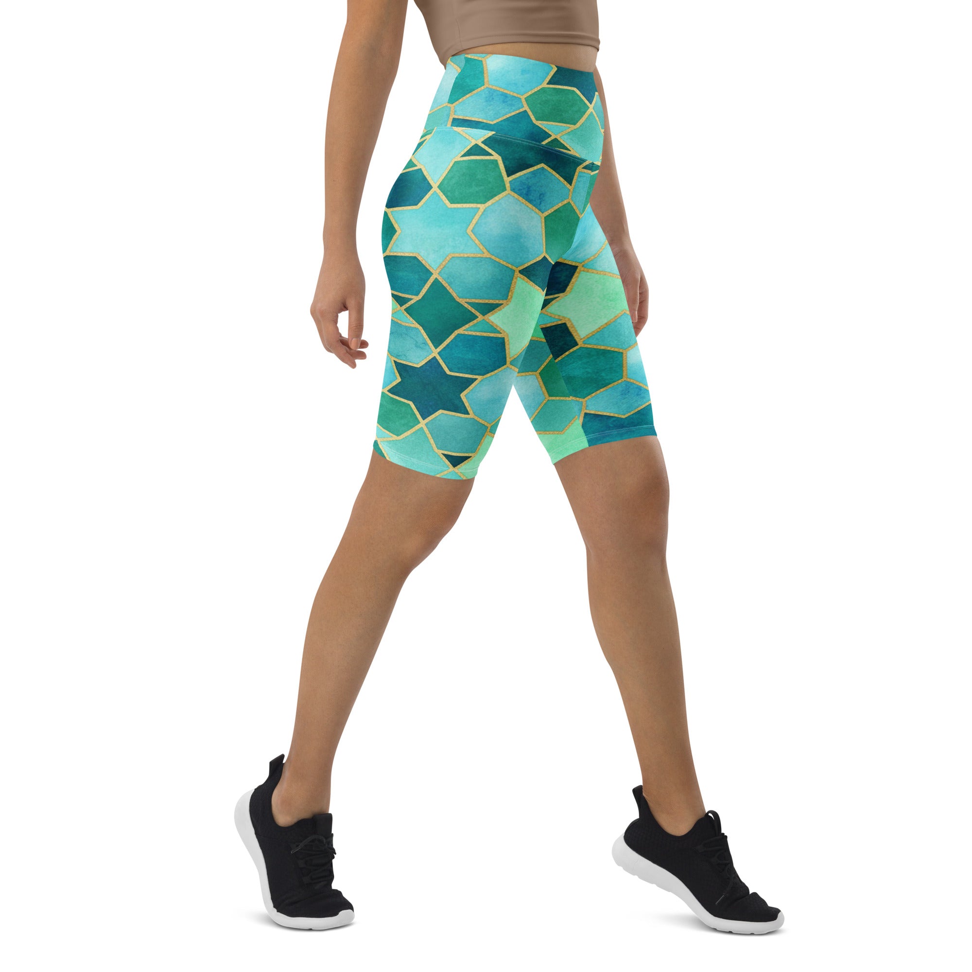 Arabic Watercolour Lagoon Bike Shorts | GearBunch