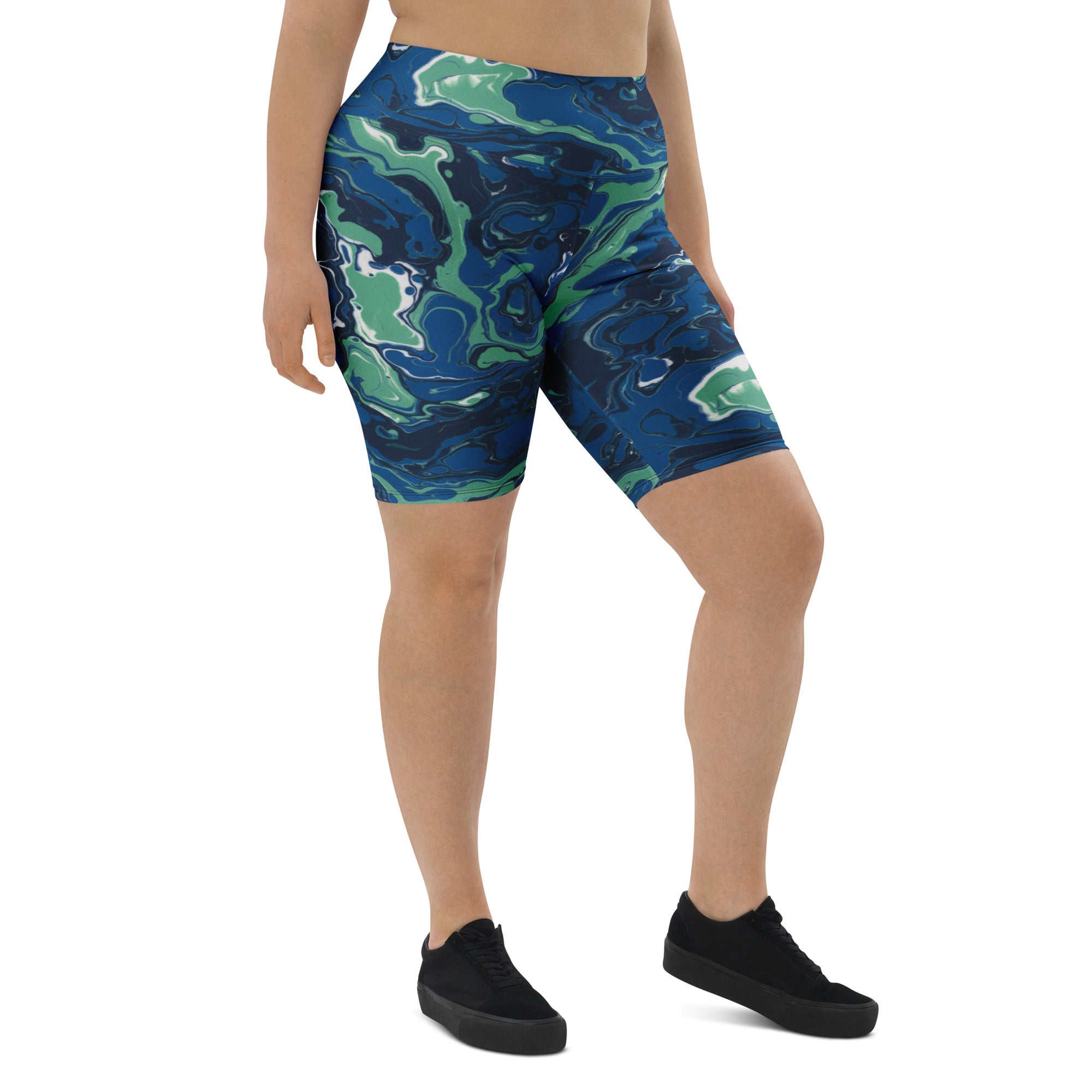 Liquid Marble Ocean Current Bike Shorts | GearBunch