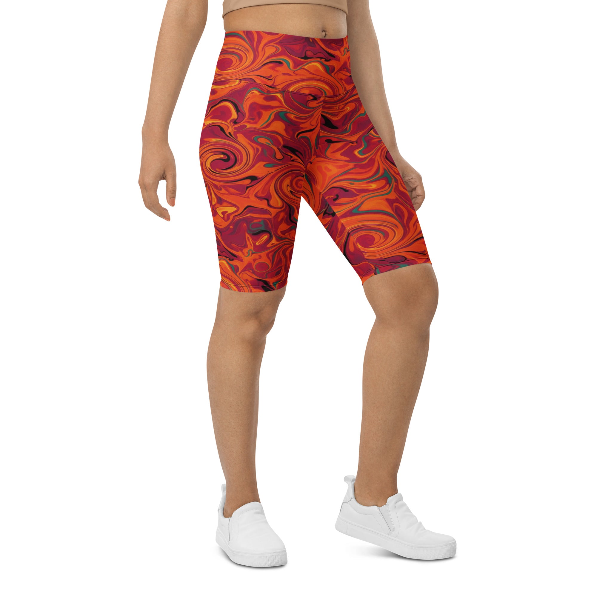 Liquid Marble Fire Opal Bike Shorts | GearBunch