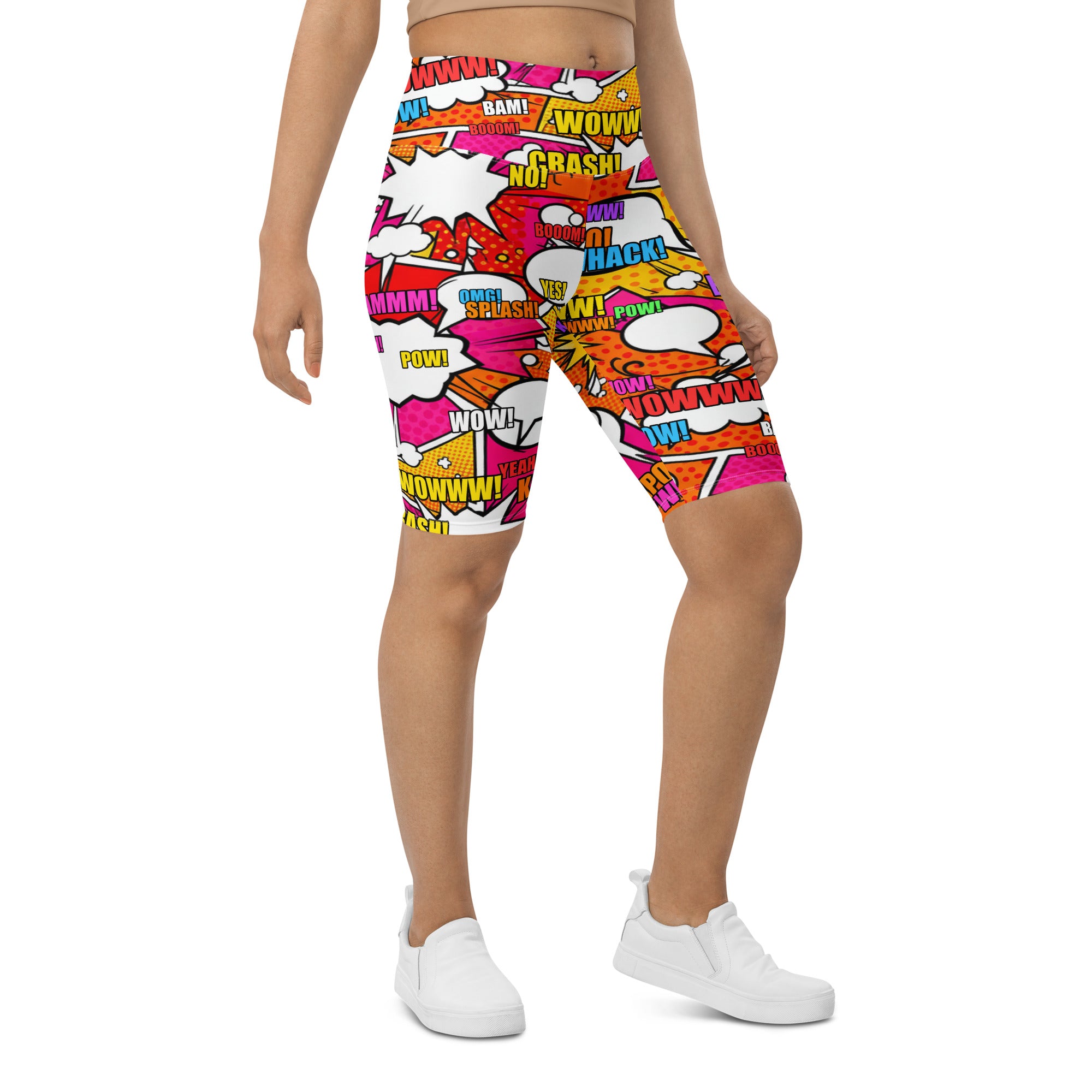Comic Pop Sunset Orange Bike Shorts | GearBunch