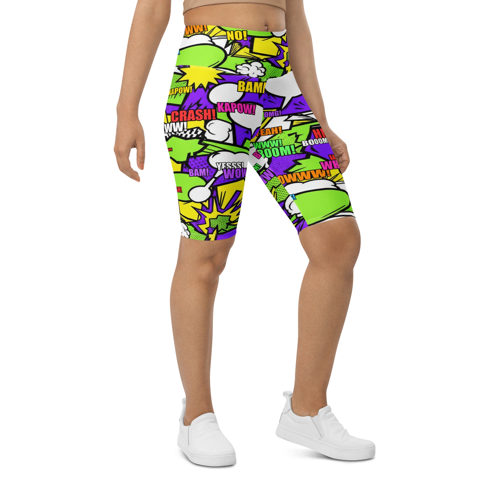 Comic Pop Toxic Green Bike Shorts | GearBunch