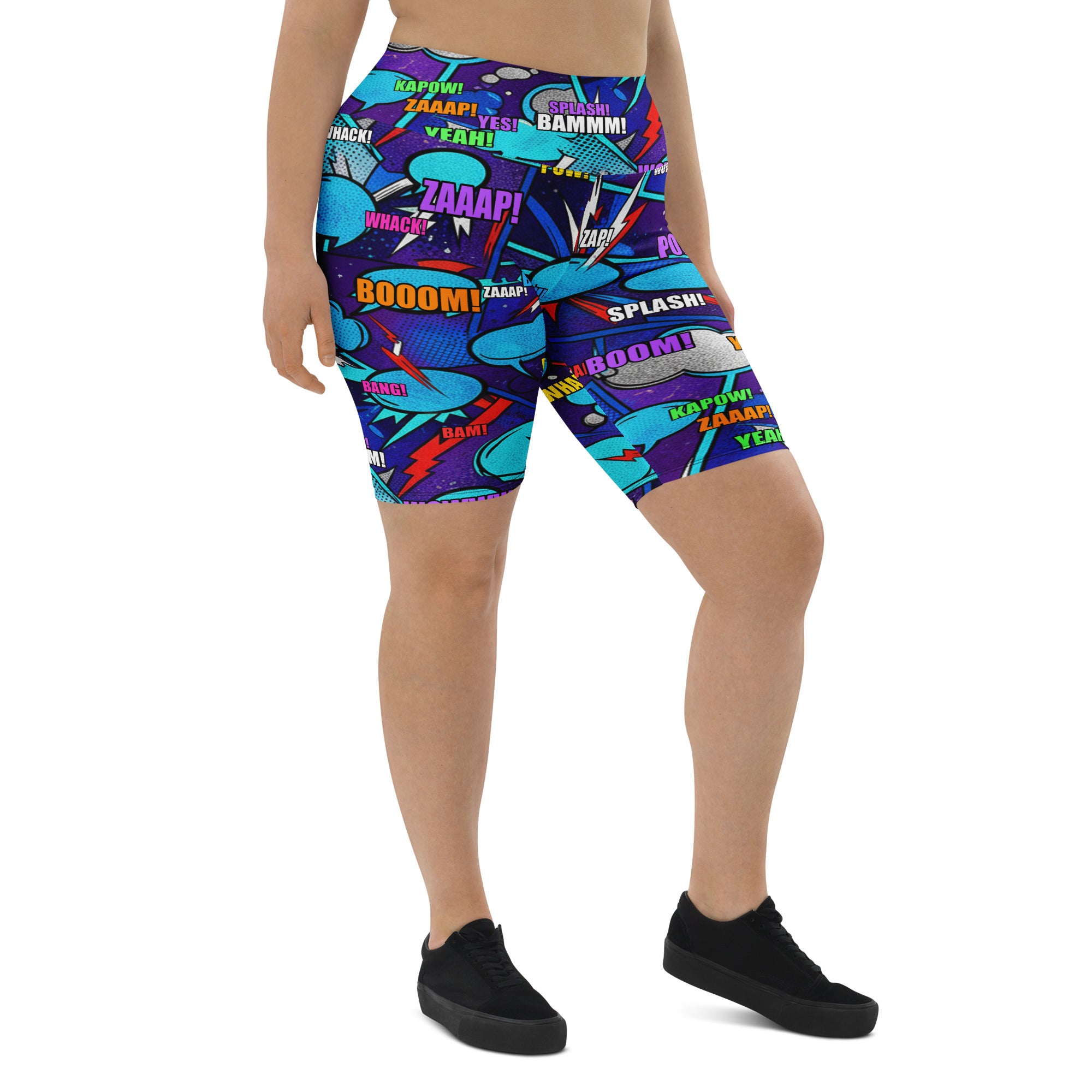 Comic Strip Space Battle Bike Shorts | GearBunch
