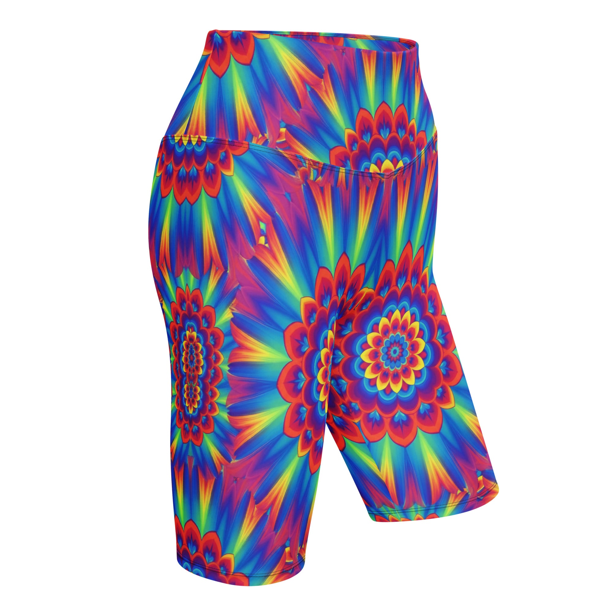 Psychedelic Neon Rainbow Burst Bike Shorts | GearBunch