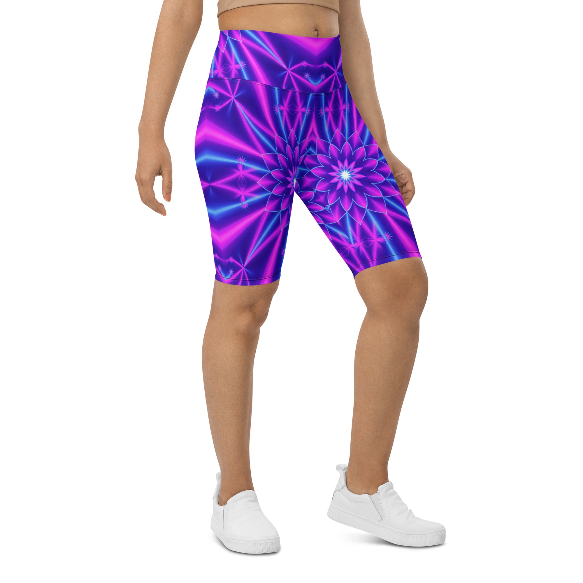 Psychedelic Cosmic Violet Bike Shorts | GearBunch