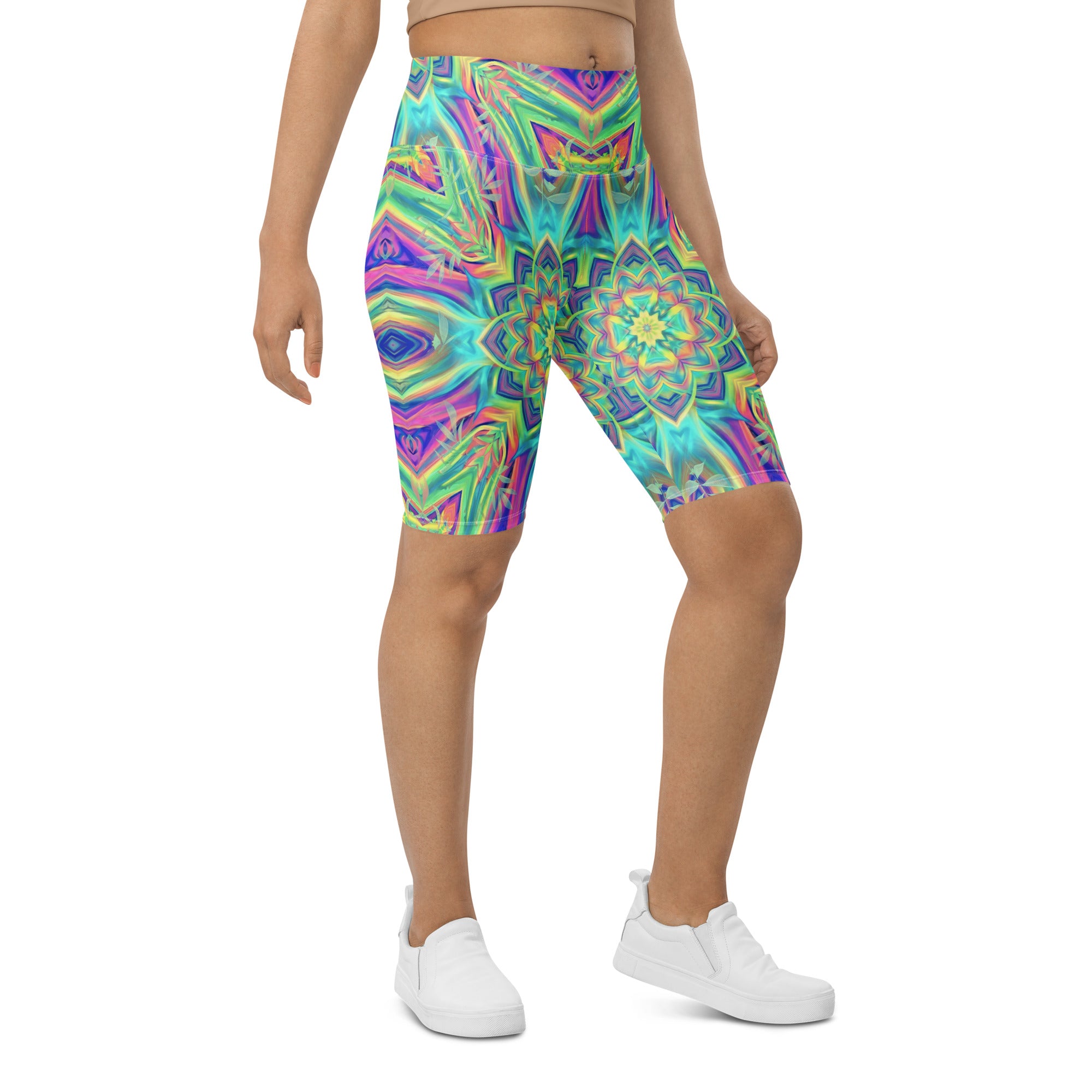 Psychedelic Tropical Laser Bike Shorts | GearBunch