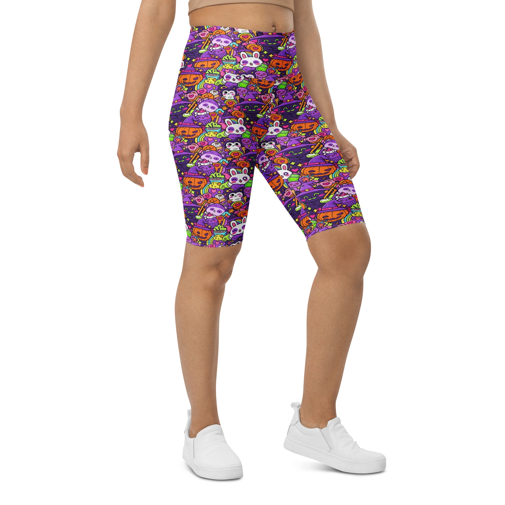Kawaii Witch Familiar Bike Shorts | GearBunch