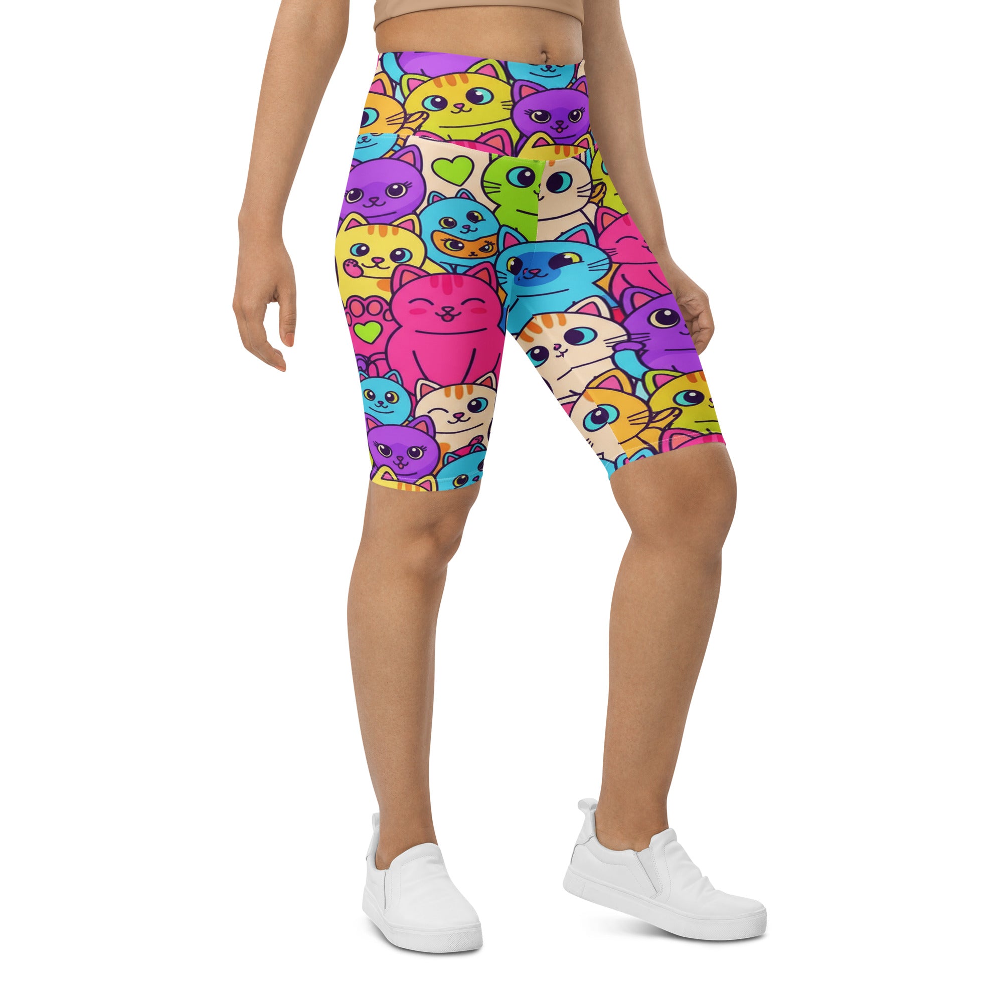 Vibrant Cats Everywhere Bike Shorts | GearBunch