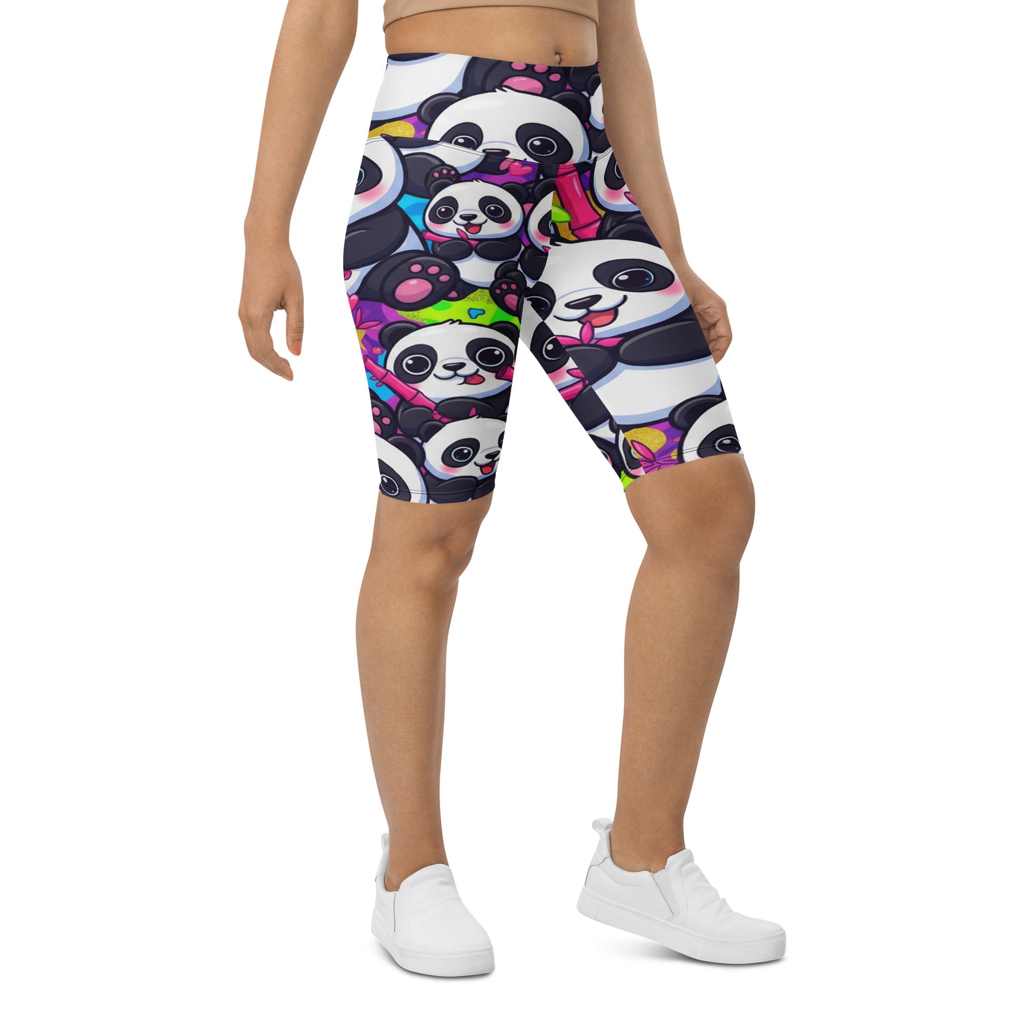 Vibrant Panda Party Bike Shorts | GearBunch