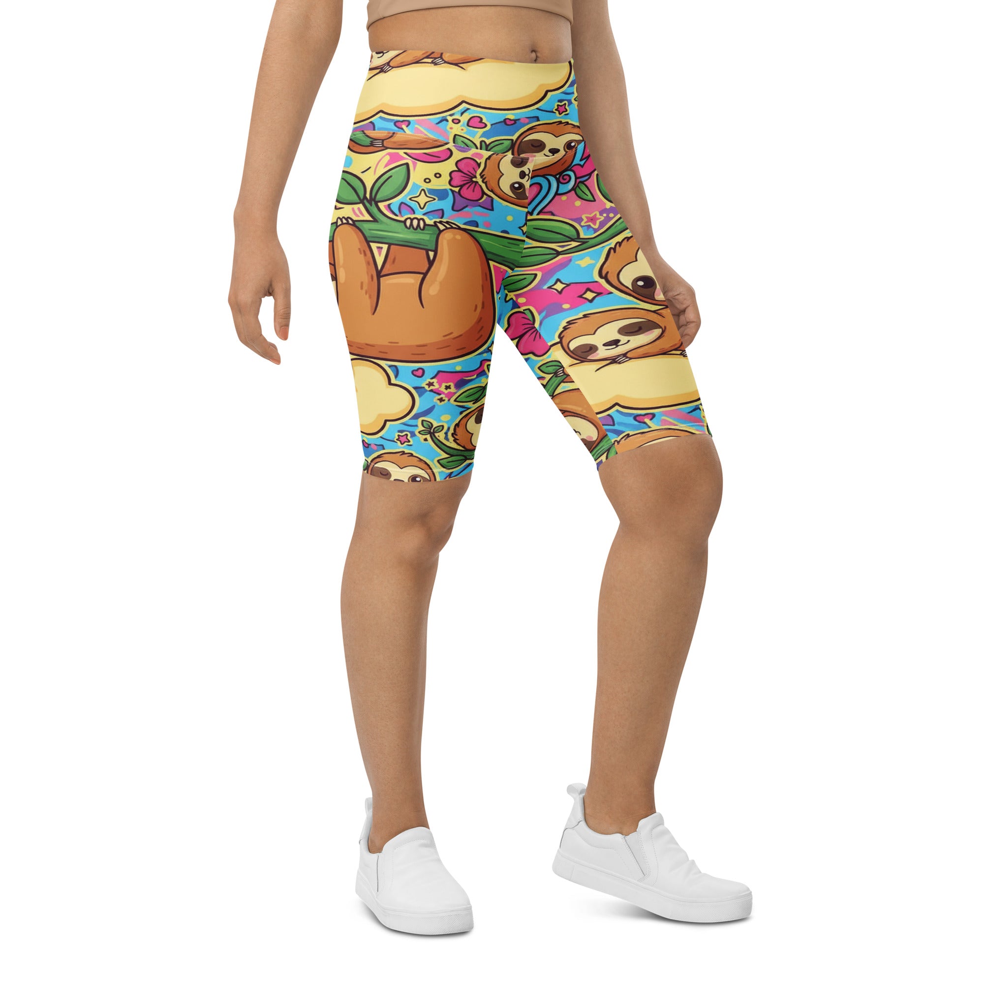 Vibrant Sloth Chill Bike Shorts | GearBunch