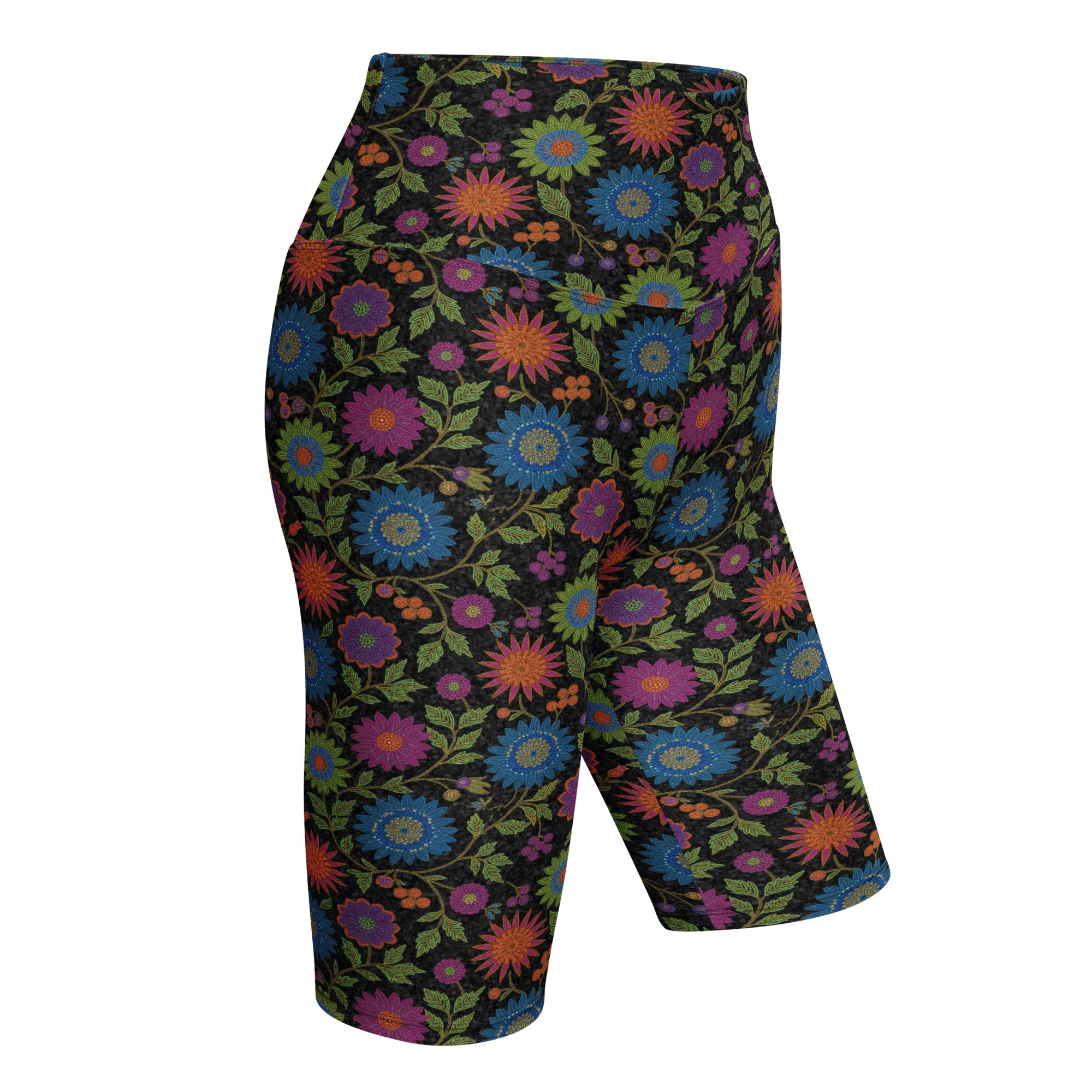 Rainbow Paillette Botanical Bike Shorts | GearBunch