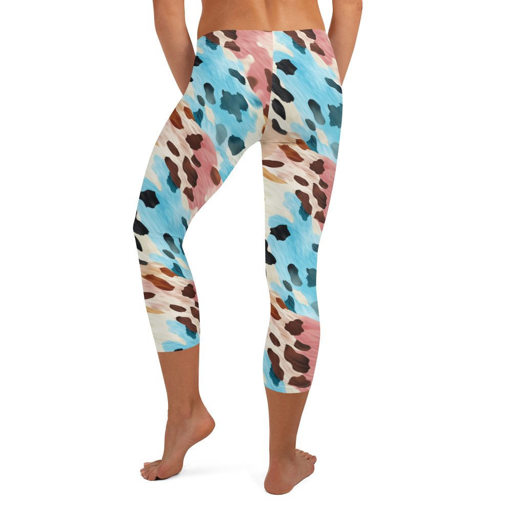 Colorful Cow Print Capris Rear View