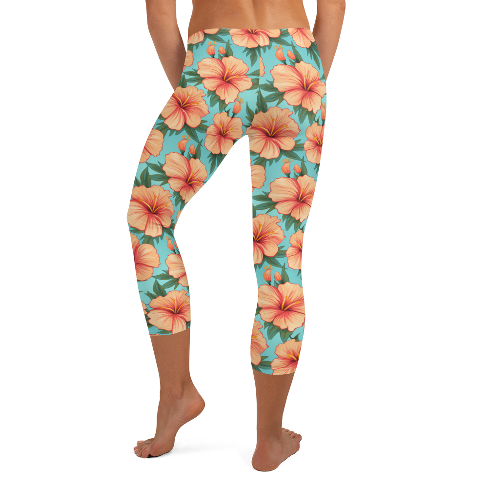 Tropical Hibiscus Capris Rear View