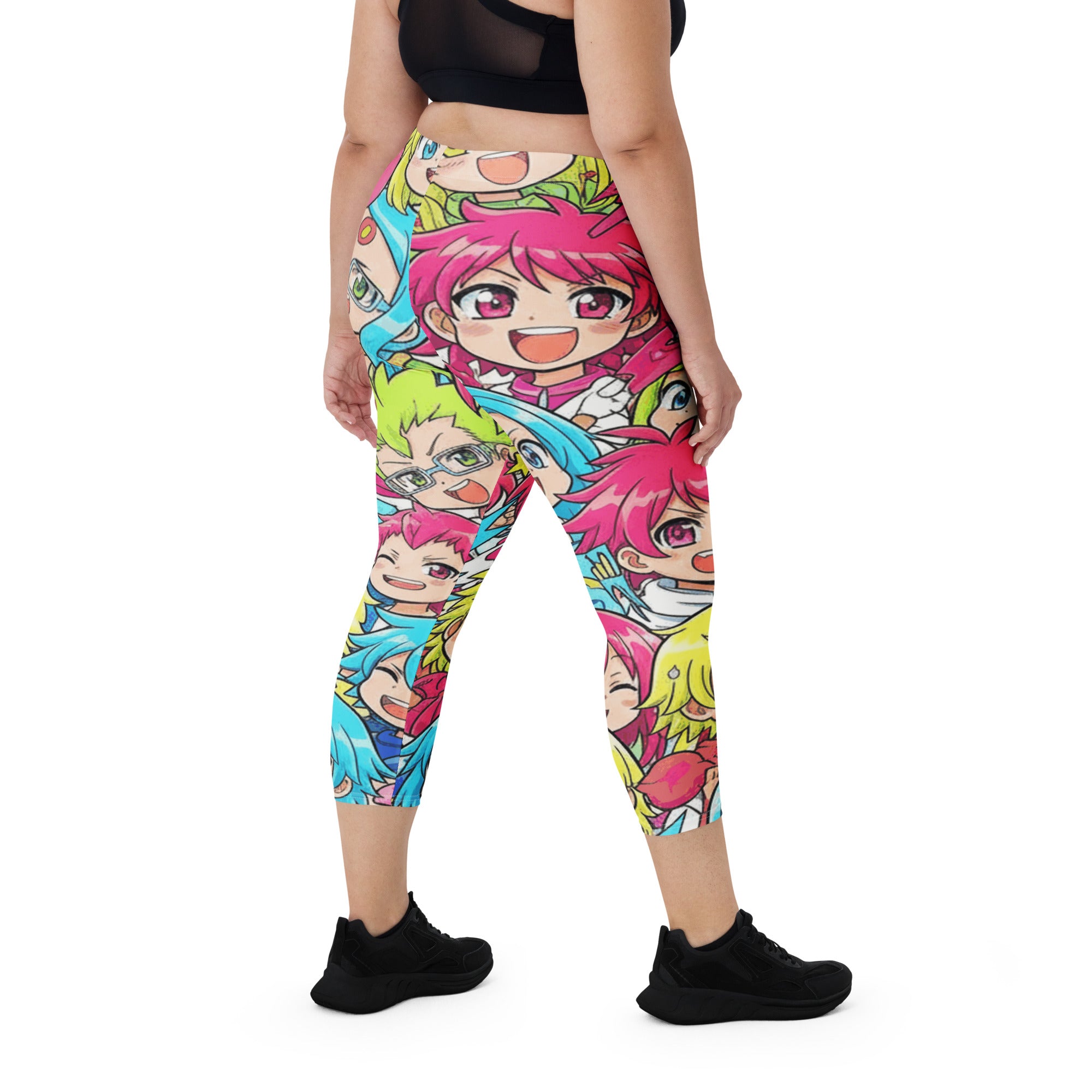 Anime Collage Chibi Party Capri Leggings | GearBunch