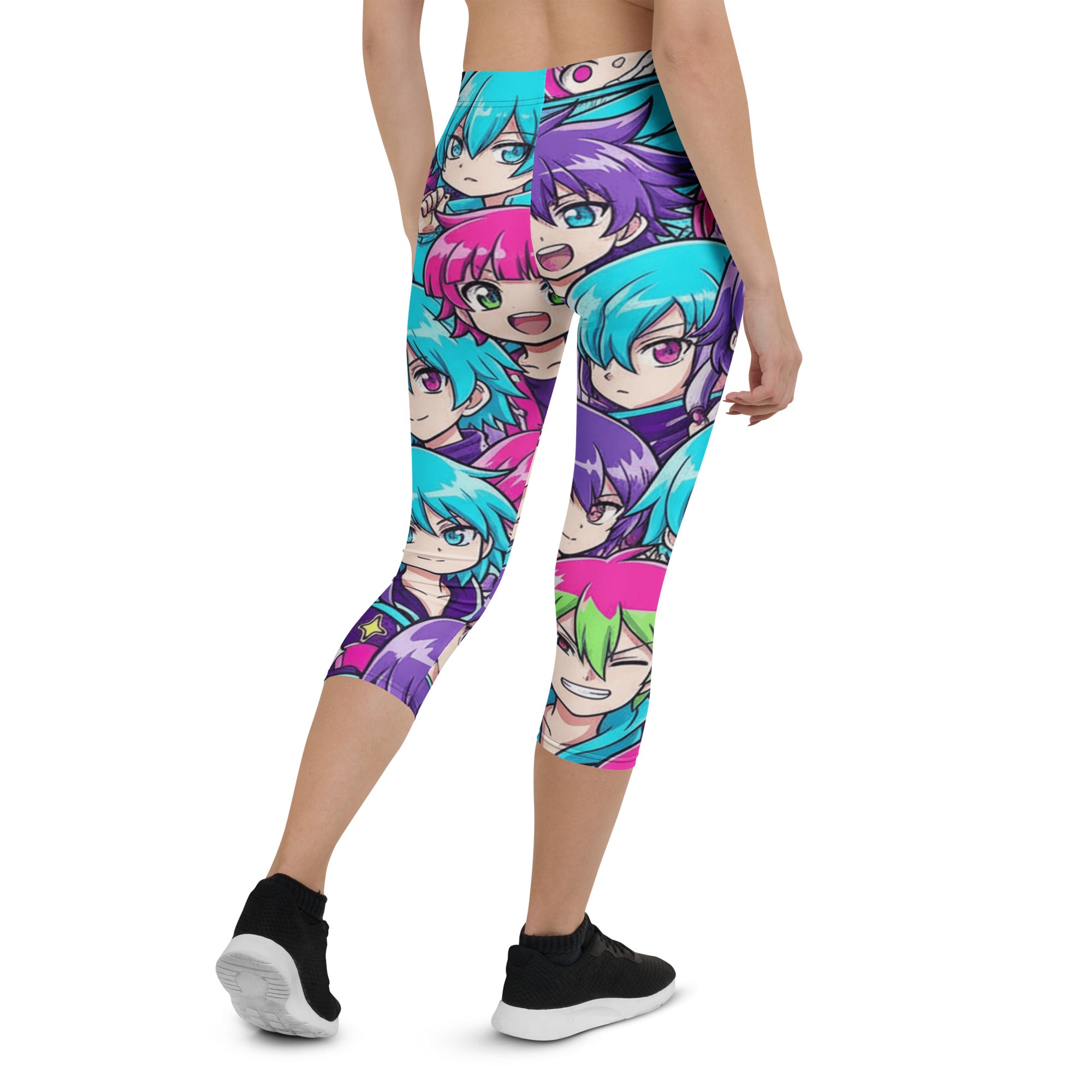 Anime Collage Cyberpunk Capri Leggings | GearBunch