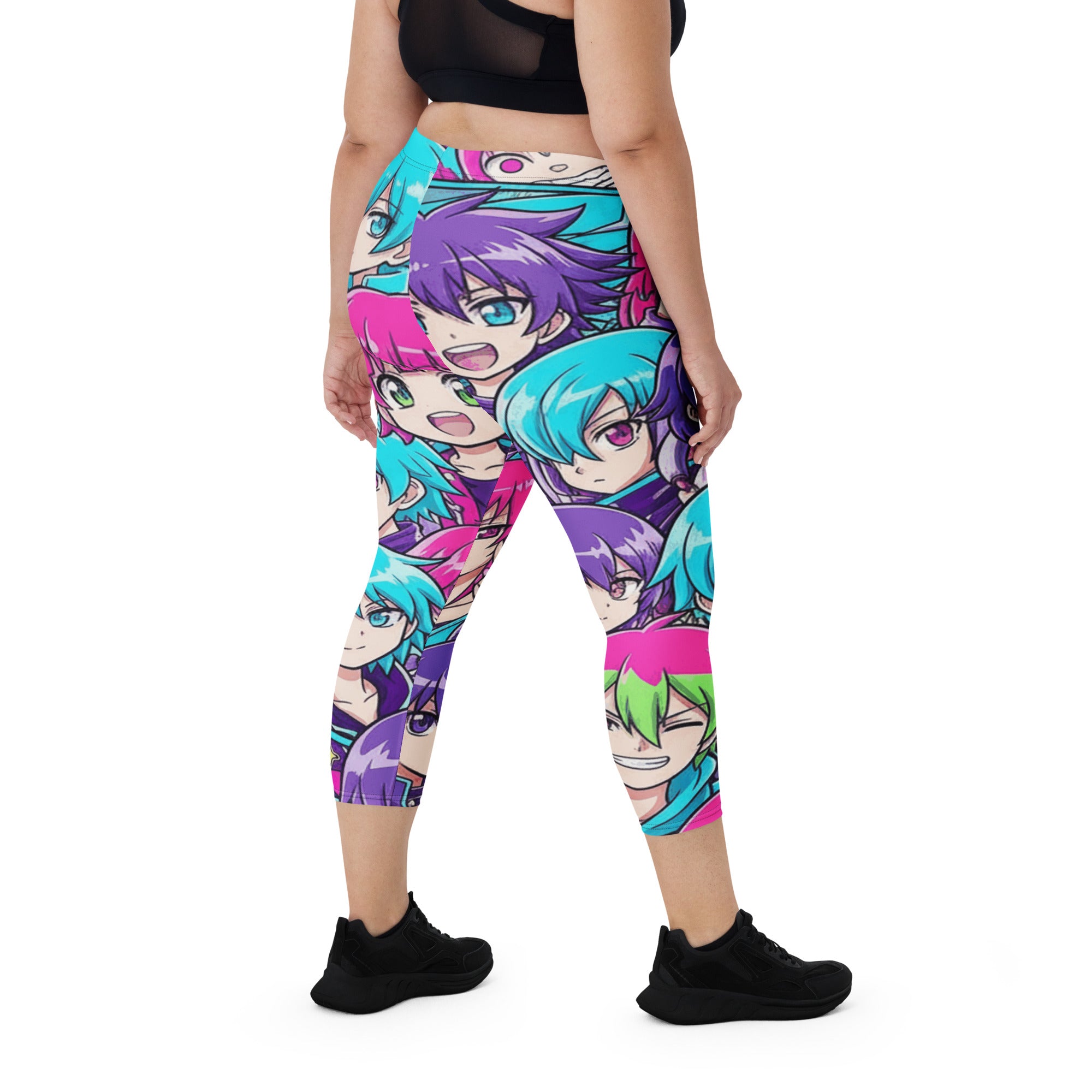 Anime Collage Cyberpunk Capri Leggings | GearBunch