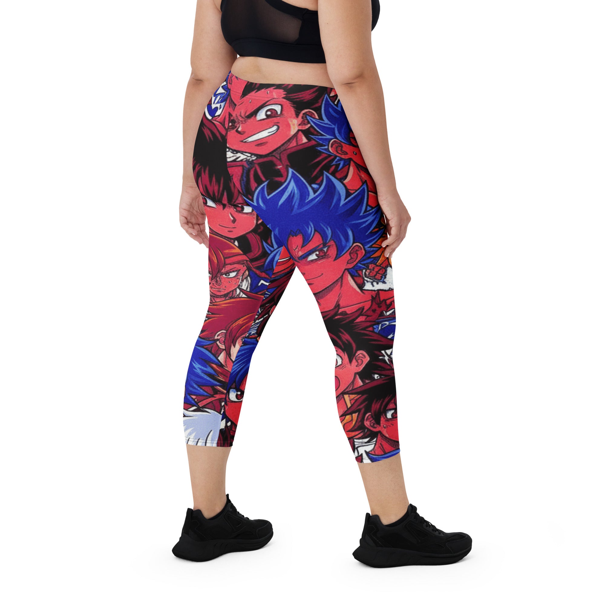 Anime Collage Dark Shonen Capri Leggings | GearBunch