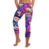 Anime Collage Galaxy Hero Capri Leggings from GearBunch, featuring a vibrant anime-inspired design on performance fabric.