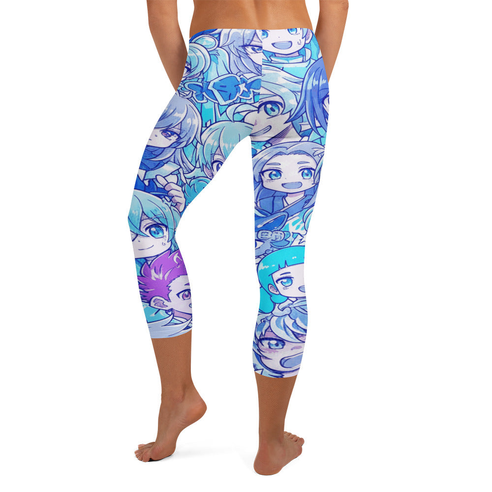 Anime Collage Ice Kingdom Capri Leggings by GearBunch. Vibrant colours and a unique anime design.