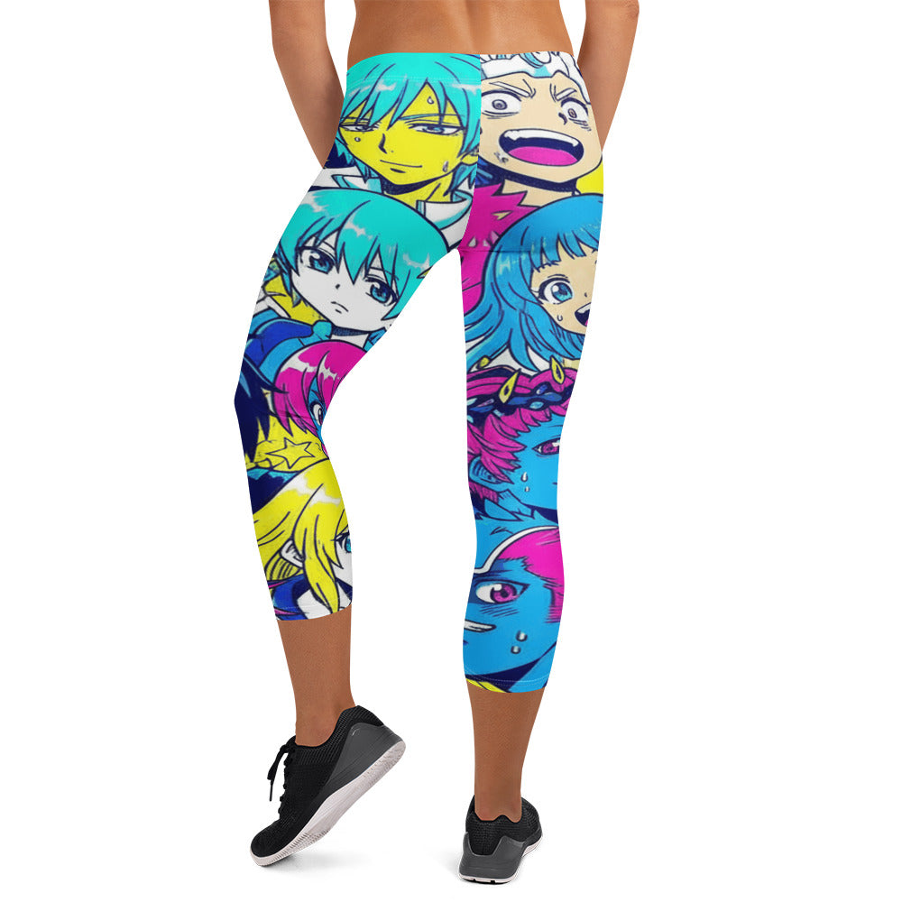 Anime Collage Neon Tokyo Capri Leggings | GearBunch