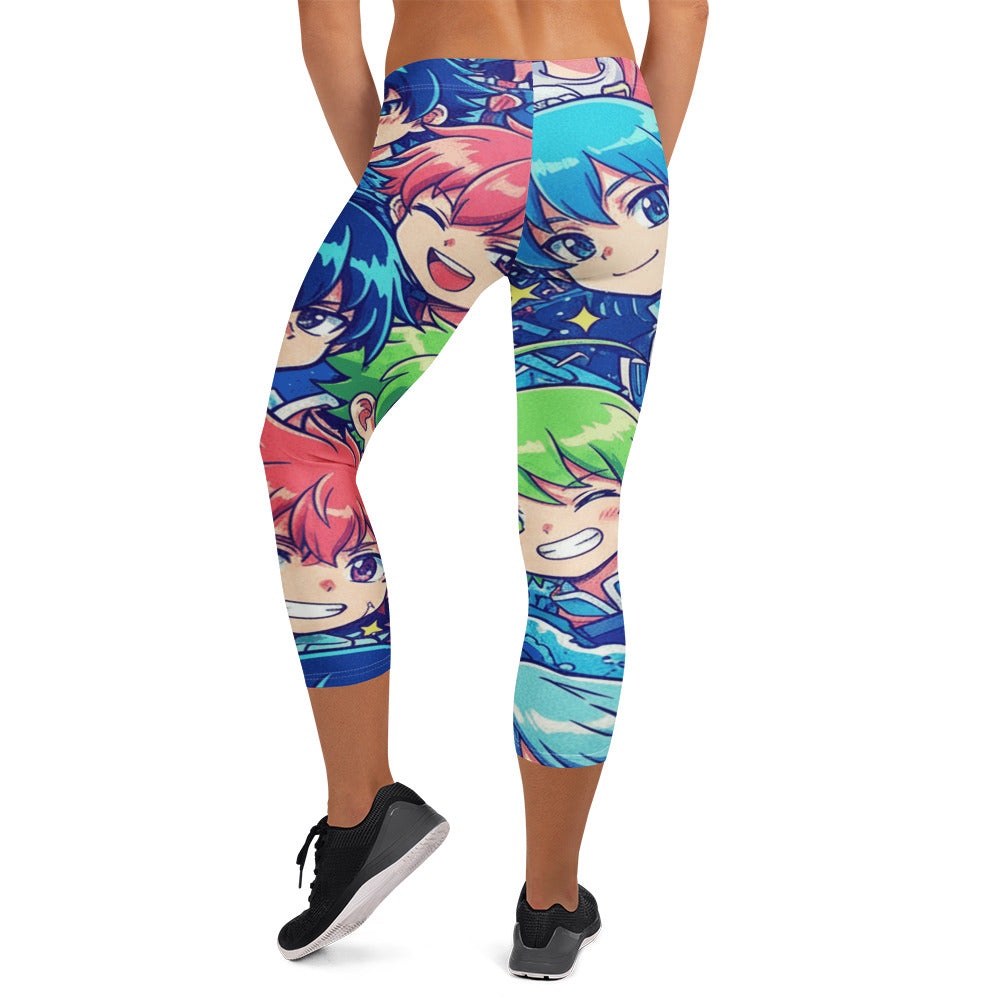 Anime Ocean Wave Capri Leggings | GearBunch