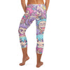 Anime Collage Pastel Dream Capri Leggings featuring a vibrant all-over anime-style print, GearBunch Capri Leggings