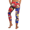 Vibrant anime character collage design on GearBunch Capri Leggings.