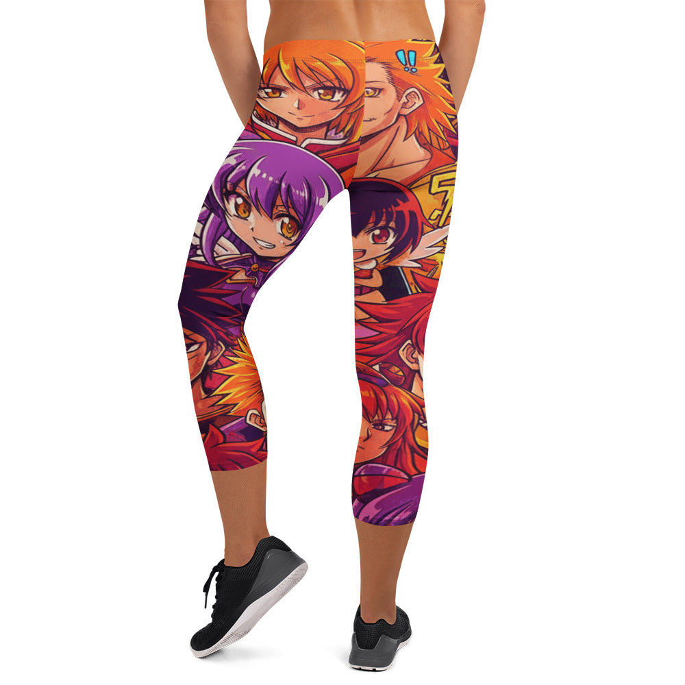Anime Collage Sunset Samurai Capri Leggings | GearBunch