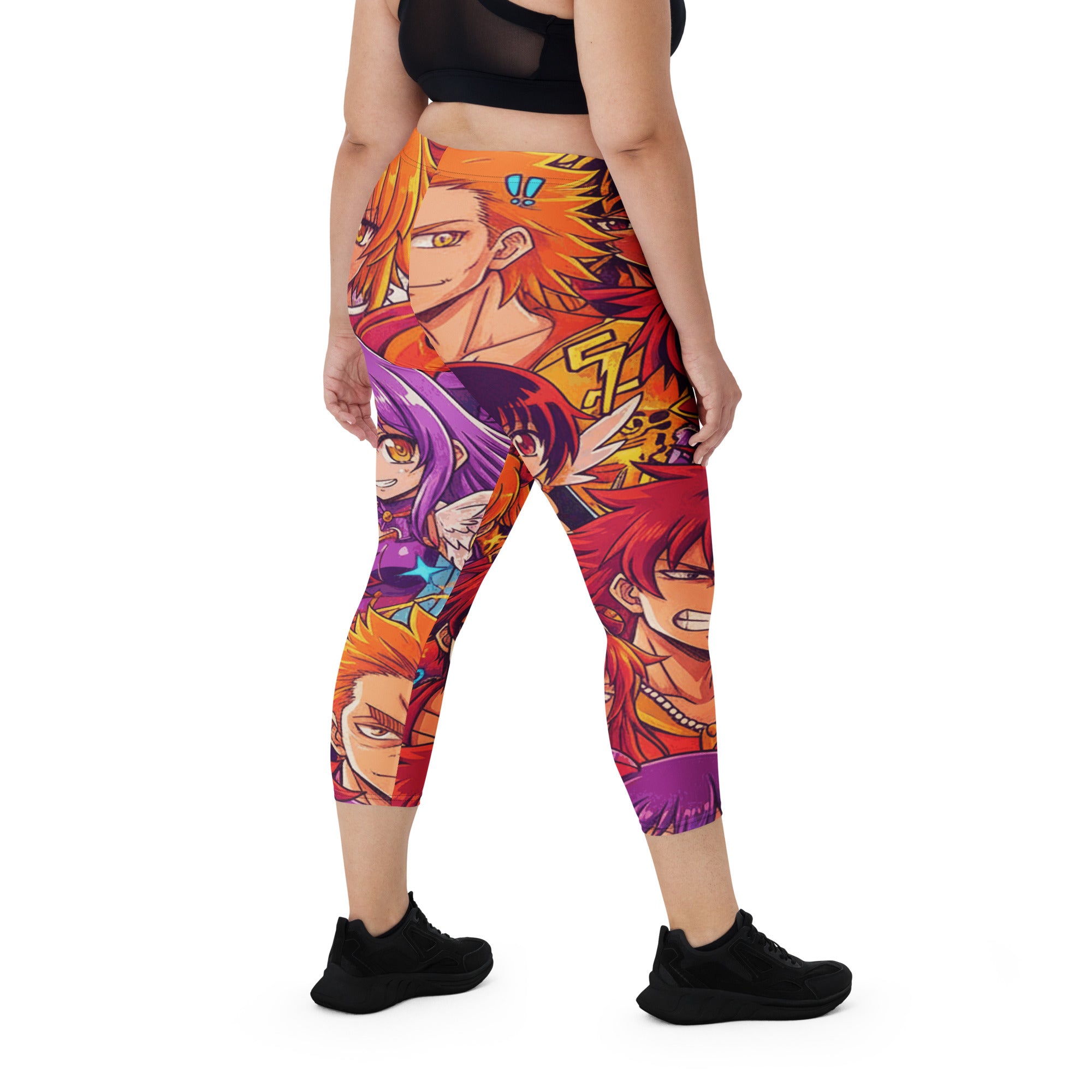 Anime Collage Sunset Samurai Capri Leggings | GearBunch