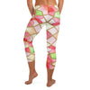 Arabic Watercolour Cherry Blossom Capri Leggings from GearBunch, featuring a pink and gold geometric print.