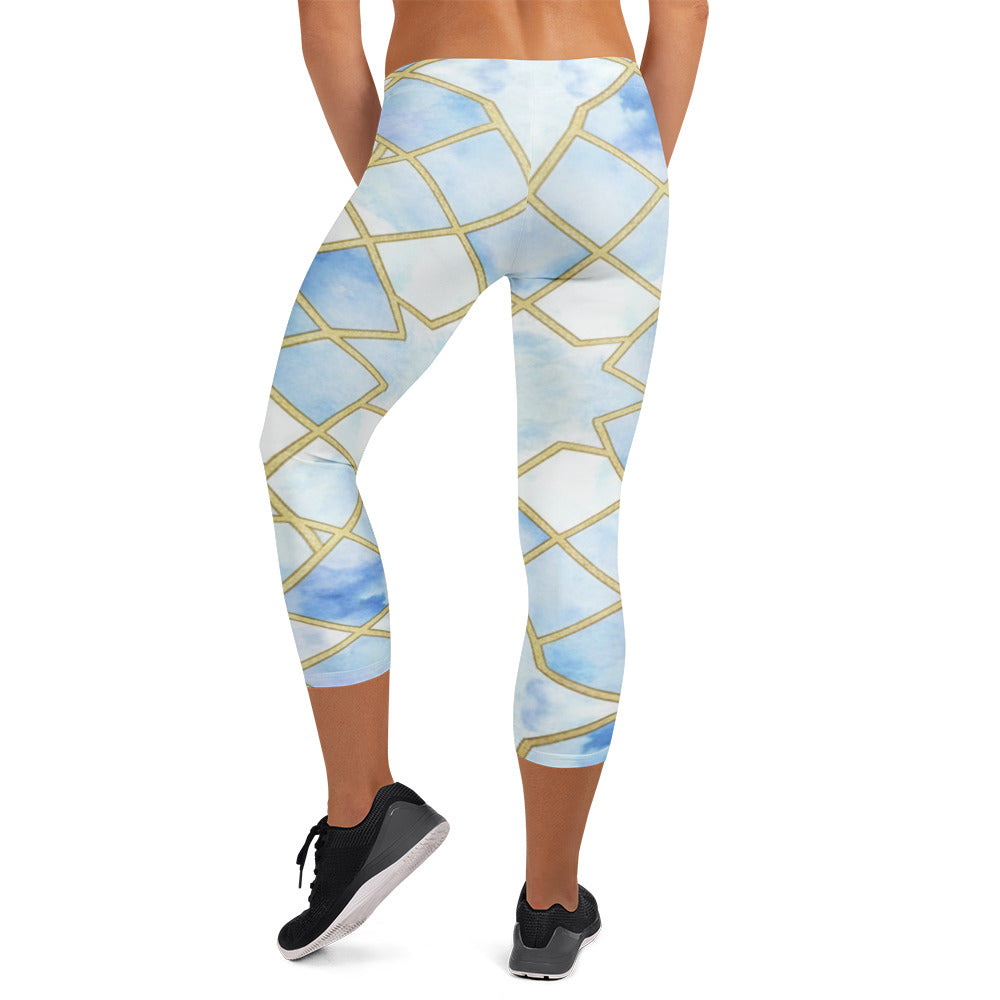 Arabic Ice Crystal Capri Leggings | GearBunch
