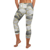 Close-up of Arabic Watercolour Monochrome Luxe Capri Leggings showing geometric details, a GearBunch Capri Leggings design.
