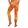 Close-up of fiery geometric pattern on Arabic Watercolour Sunset Blaze Capri Leggings from GearBunch