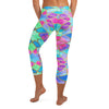 Close-up of the vibrant Violet Dream print on GearBunch Capri Leggings, showcasing the unique design and high-quality fabric.