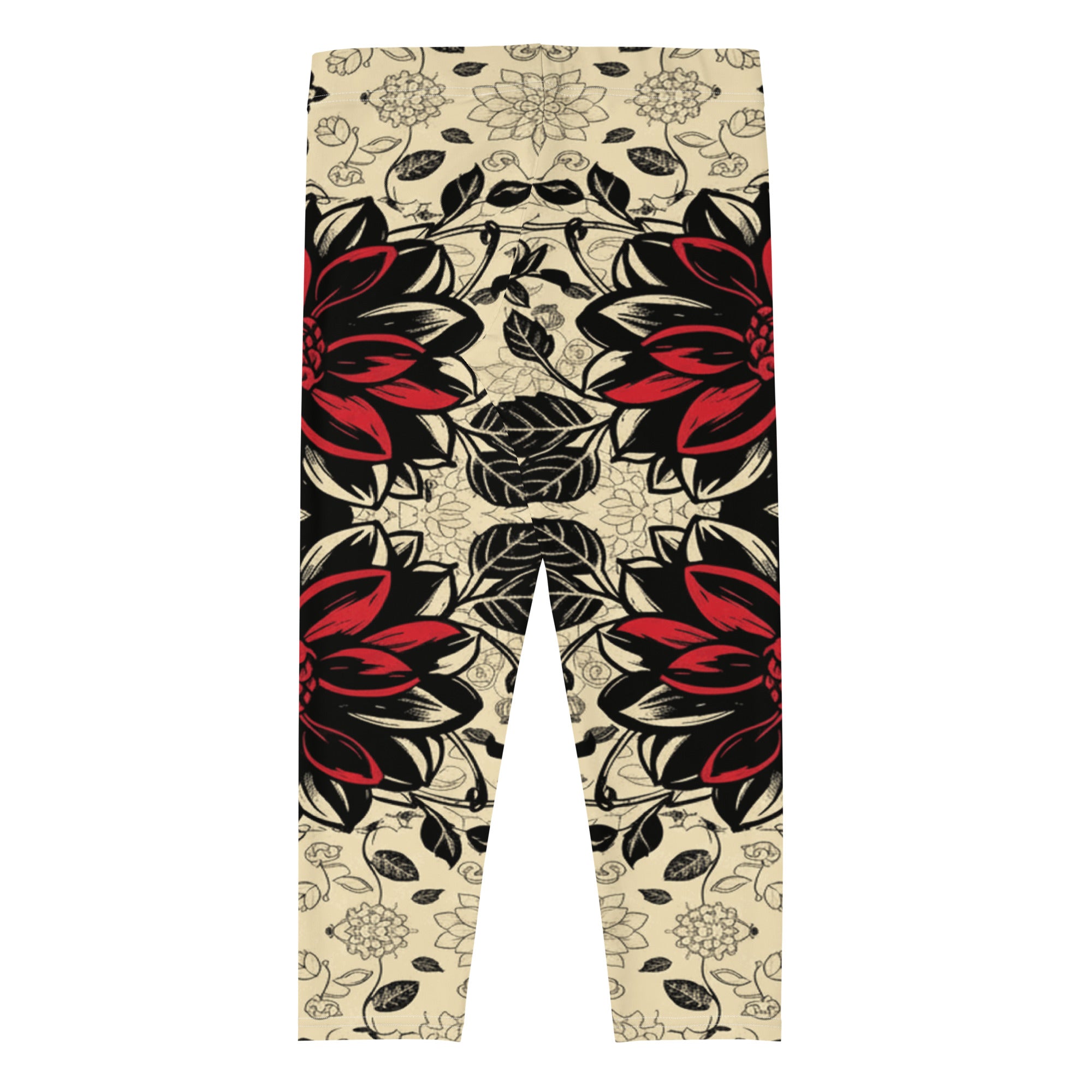 Black Dahlia Bloom Capri Leggings | GearBunch