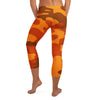 Burnt Orange Camo print on figure-hugging GearBunch Capri Leggings, all-over print design.