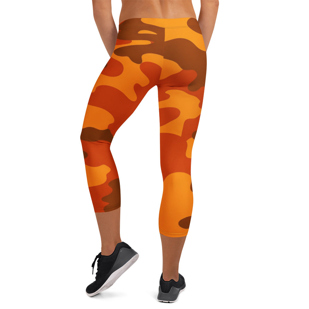 Burnt Orange Camo Capri Leggings | GearBunch