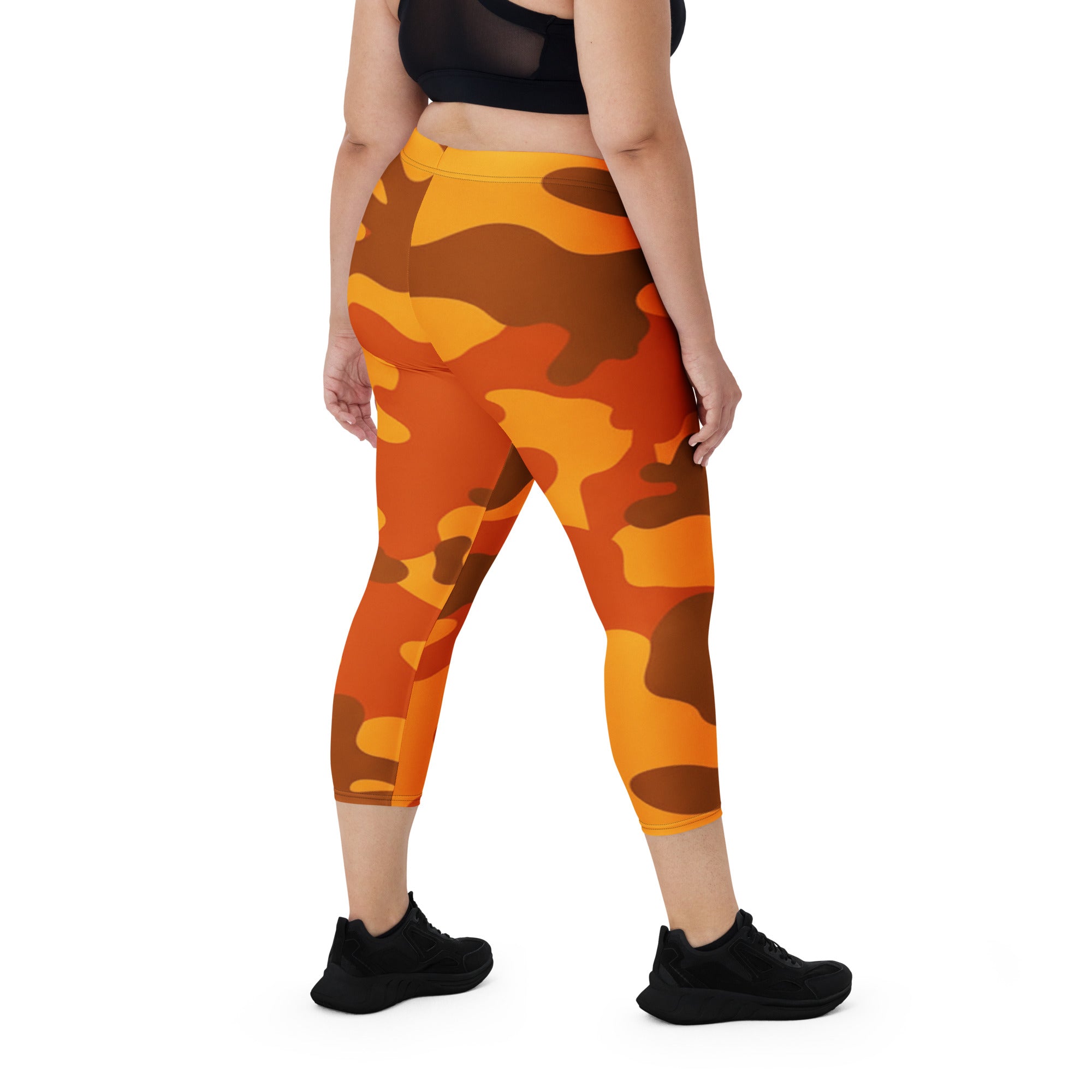 Burnt Orange Camo Capri Leggings | GearBunch