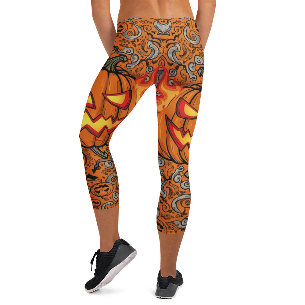 Jack-o-Lantern Glow Capri Leggings | GearBunch