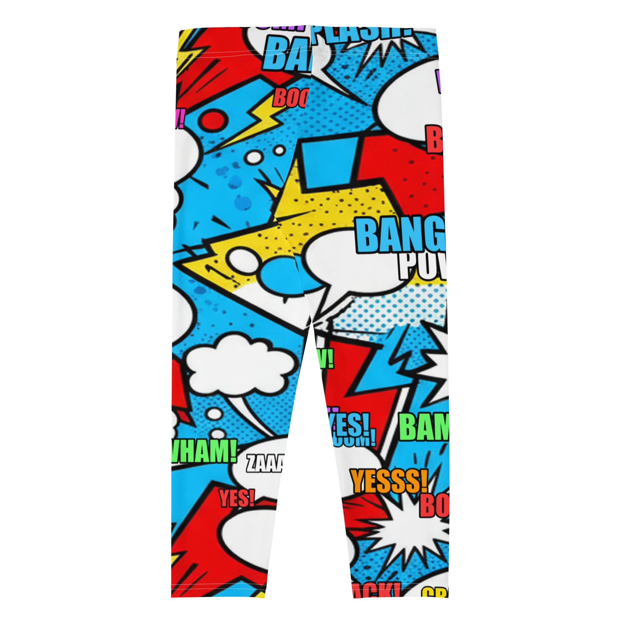 Comic Pop Electric Blue Capri Leggings | GearBunch