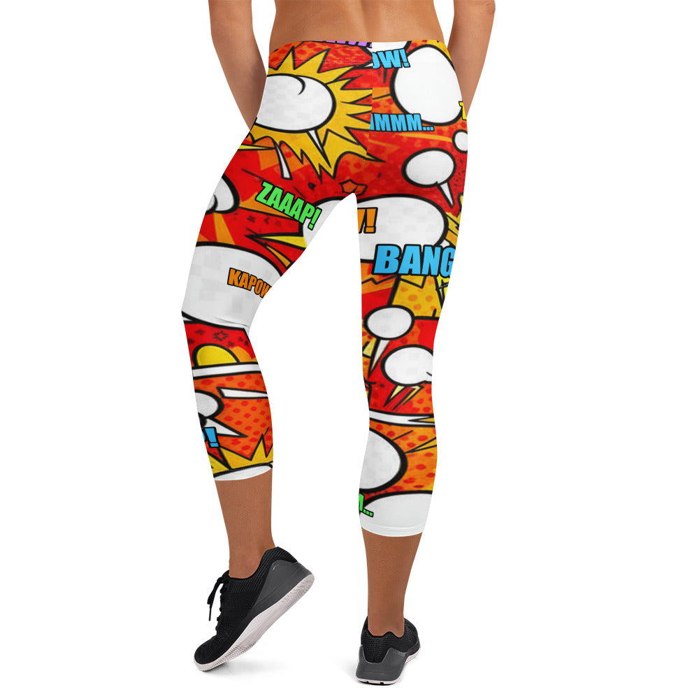 Comic Pop Fire Engine Capri Leggings | GearBunch