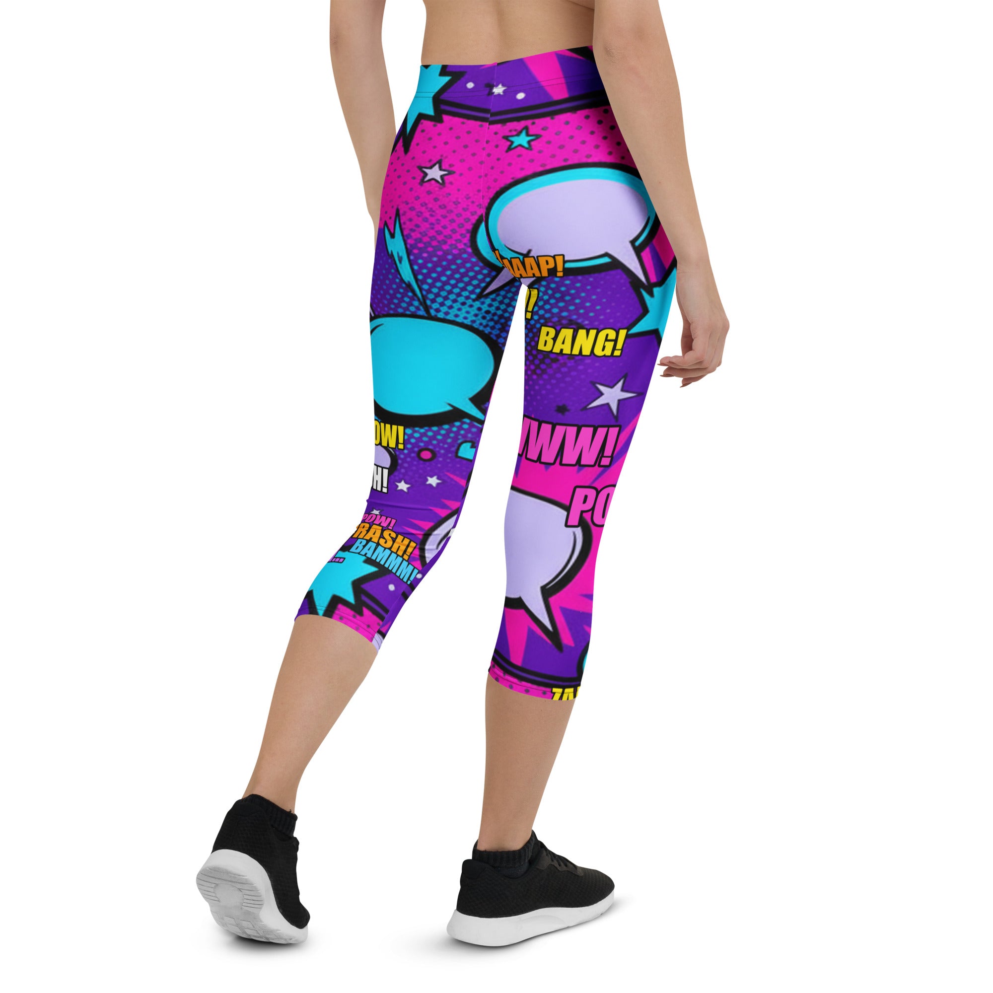 Comic Pop Galaxy Purple Capri Leggings | GearBunch