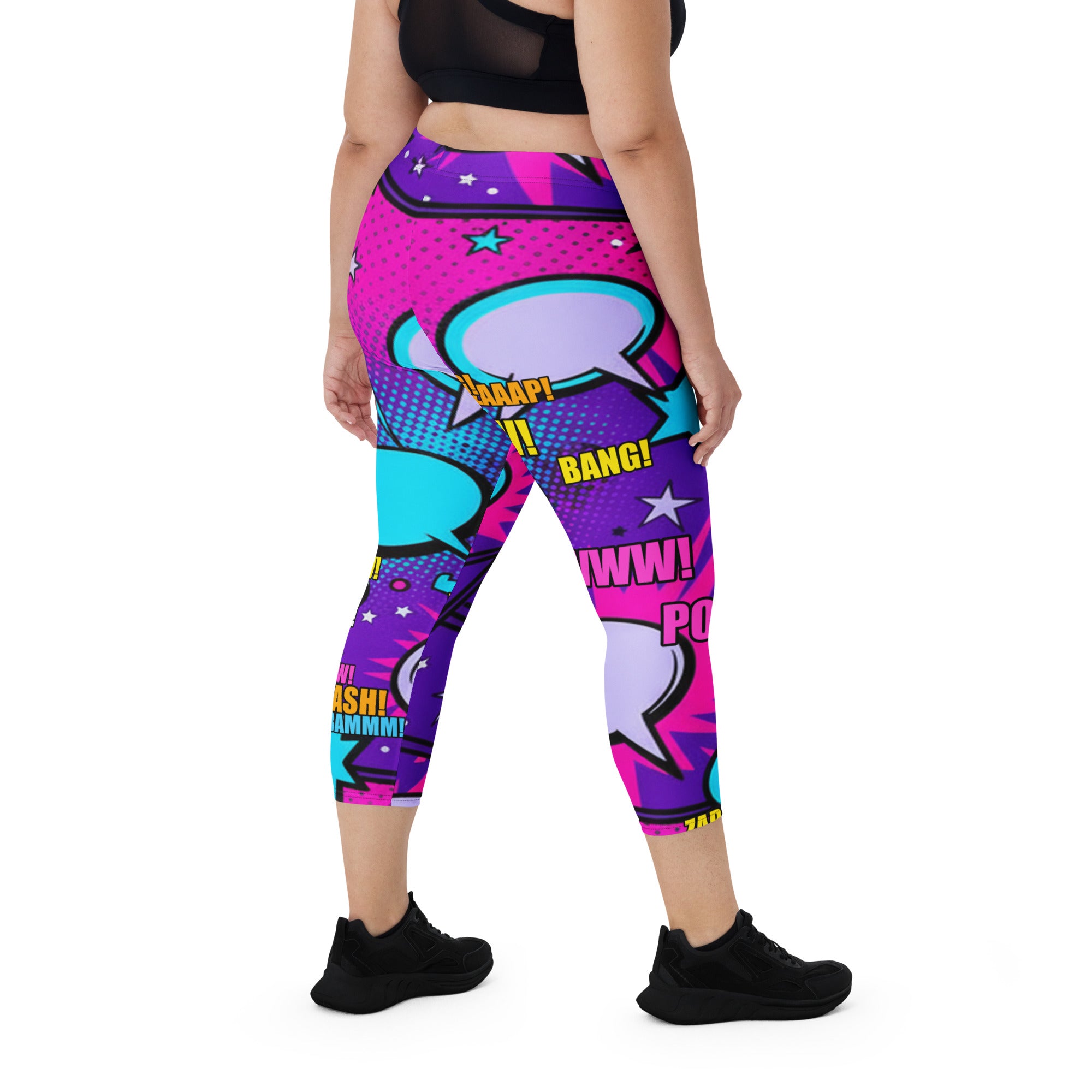 Comic Pop Galaxy Purple Capri Leggings | GearBunch