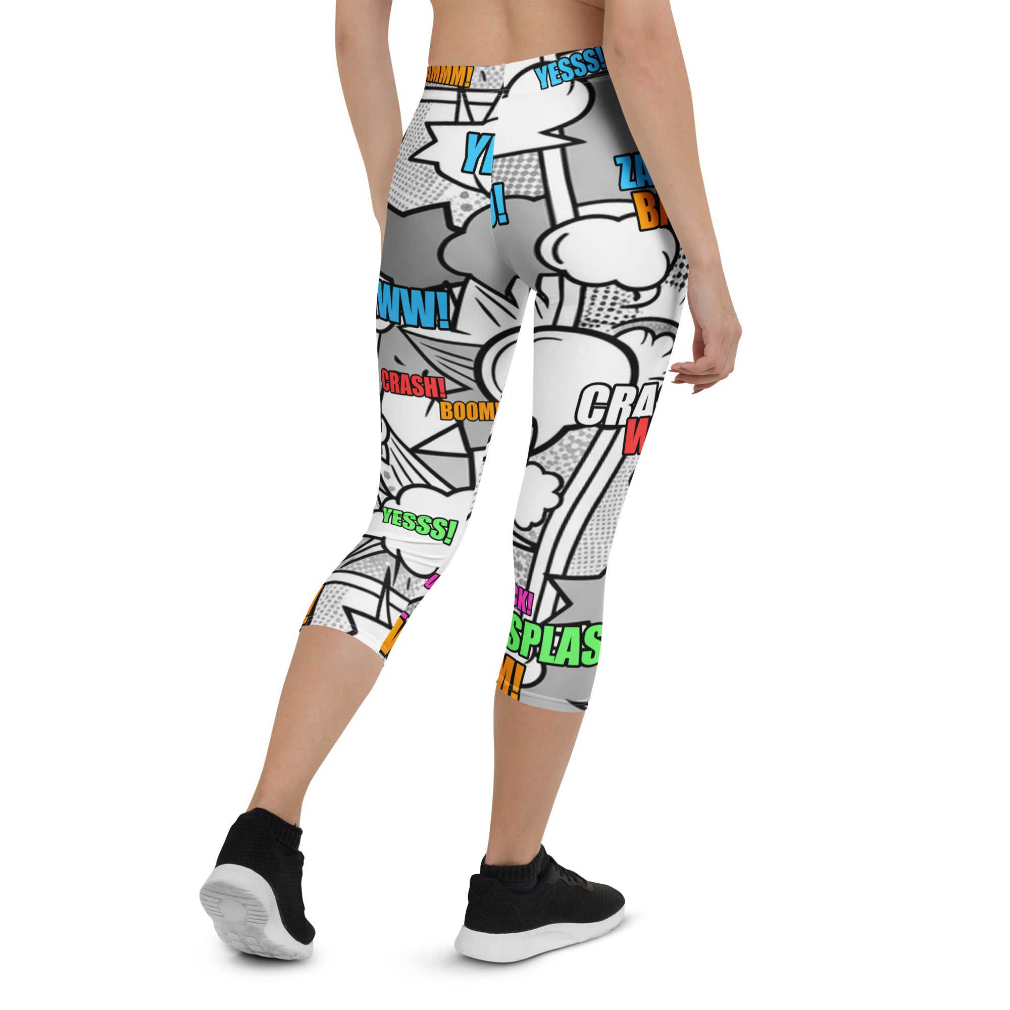 Comic Pop Monochrome Capri Leggings | GearBunch