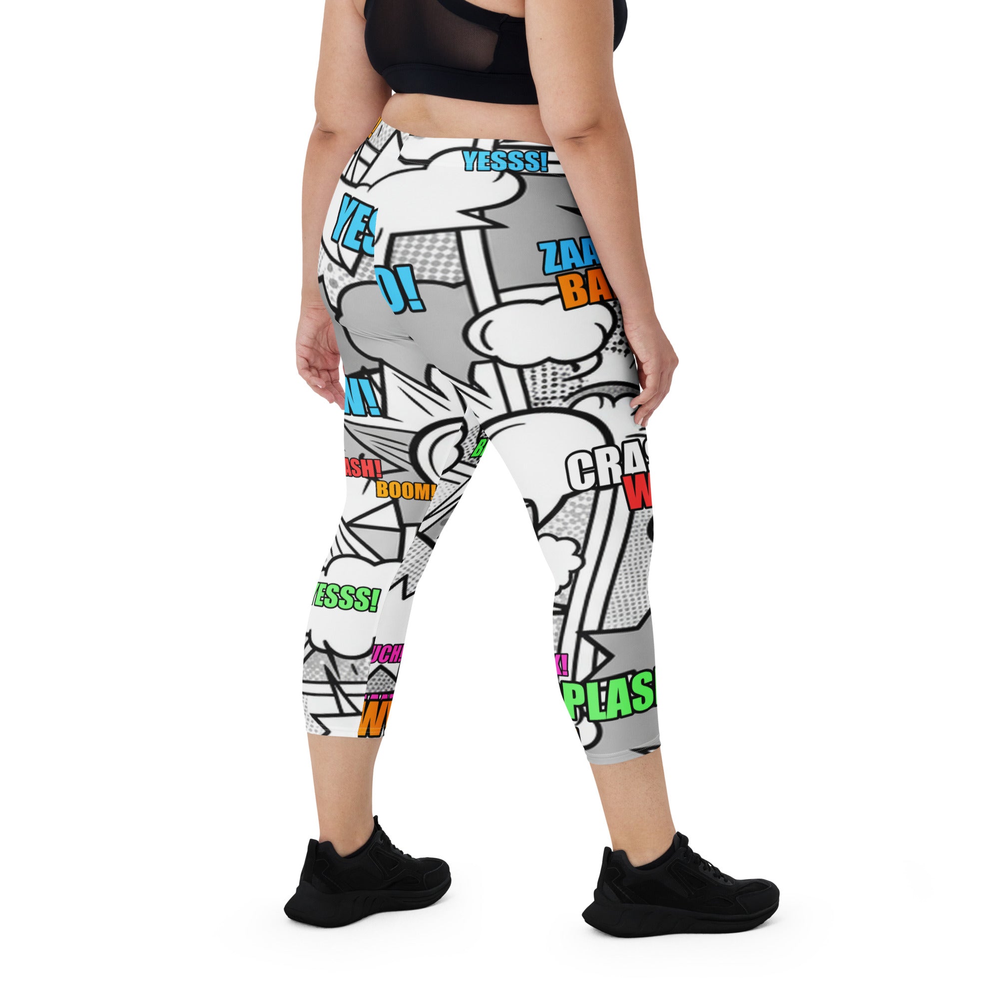 Comic Pop Monochrome Capri Leggings | GearBunch