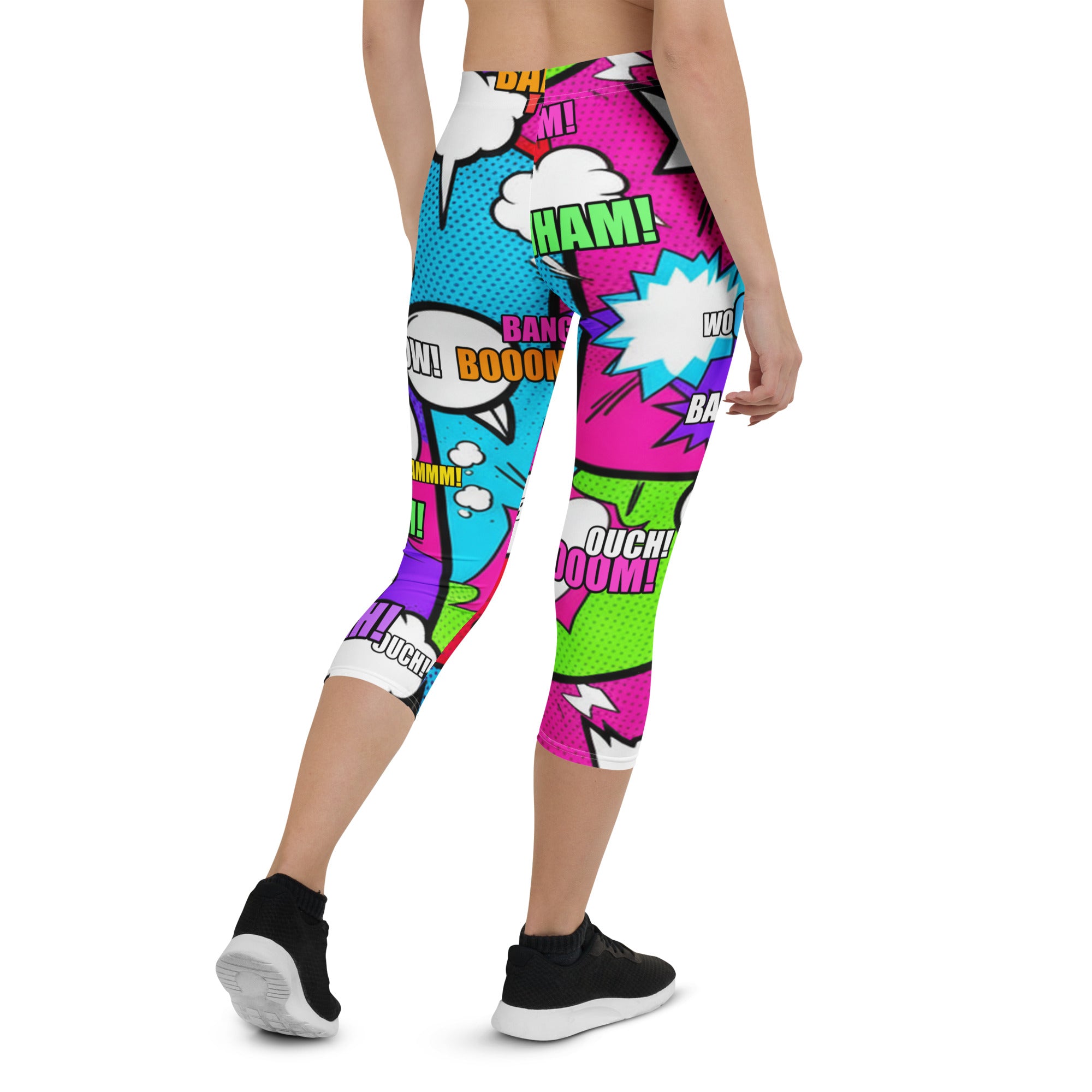Comic Pop Neon Pink Capri Leggings | GearBunch