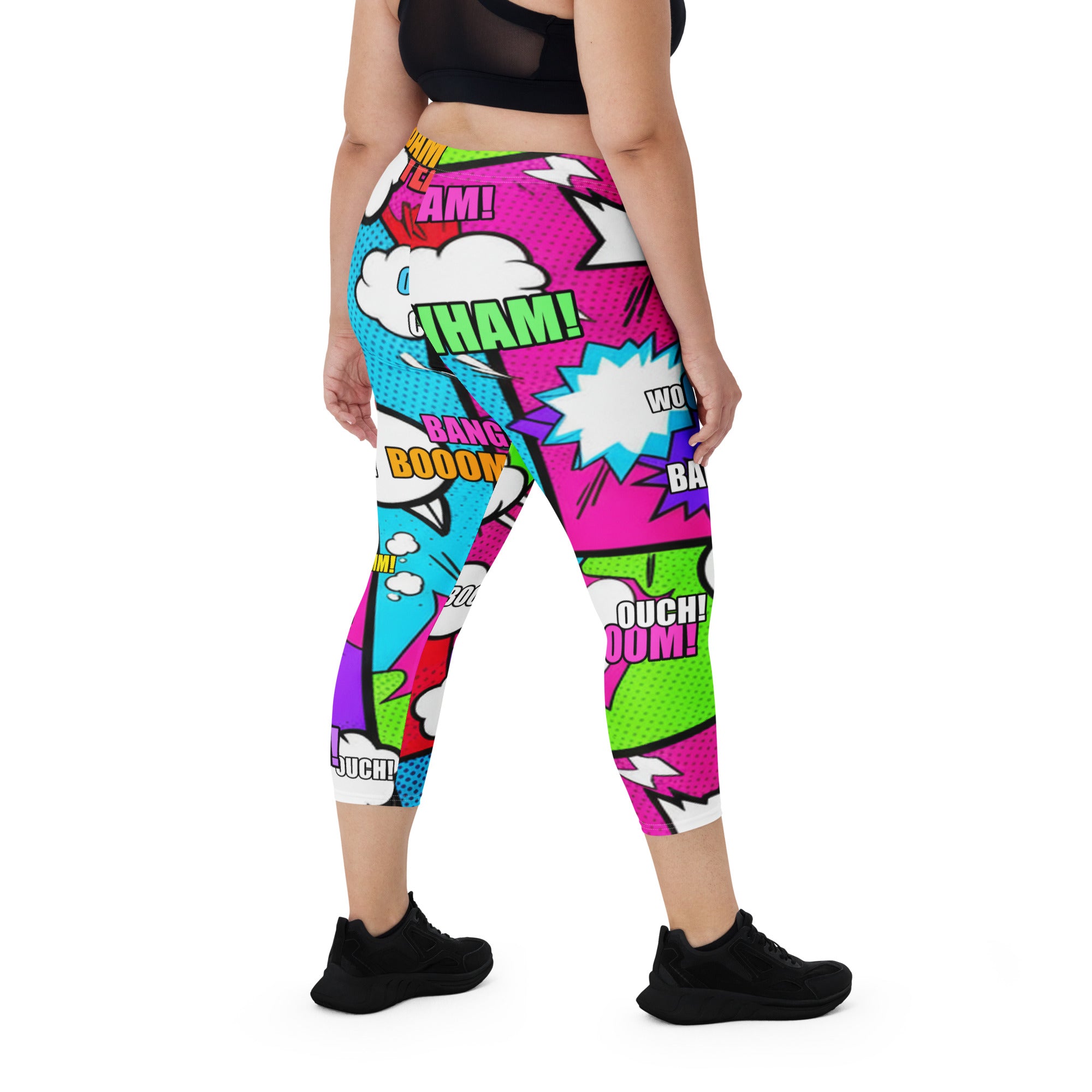 Comic Pop Neon Pink Capri Leggings | GearBunch