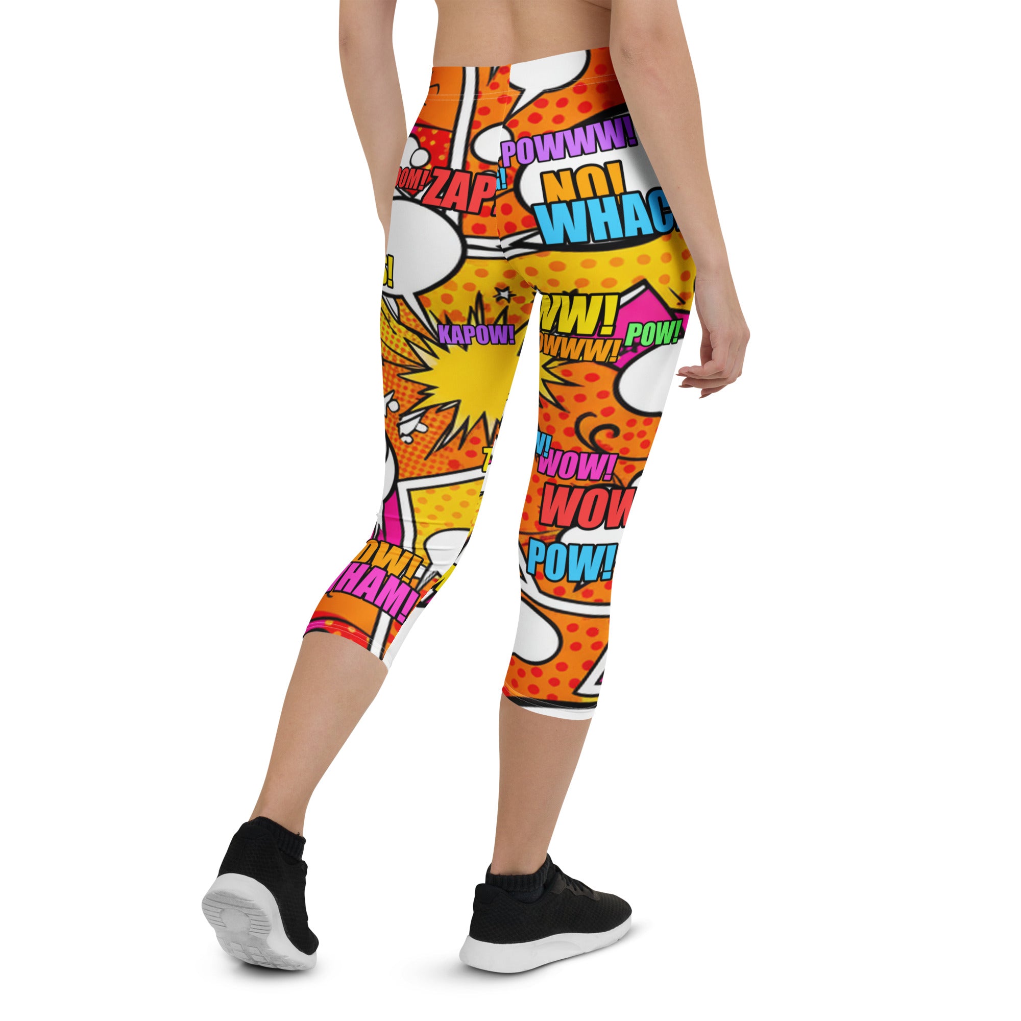 Comic Pop Sunset Orange Capri Leggings | GearBunch